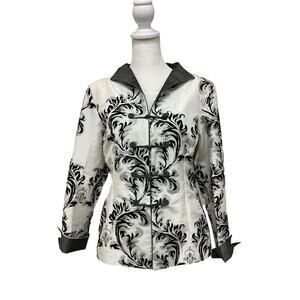 Wei Na Si Women’s 100% Silk White And Black Jacket - Size Large